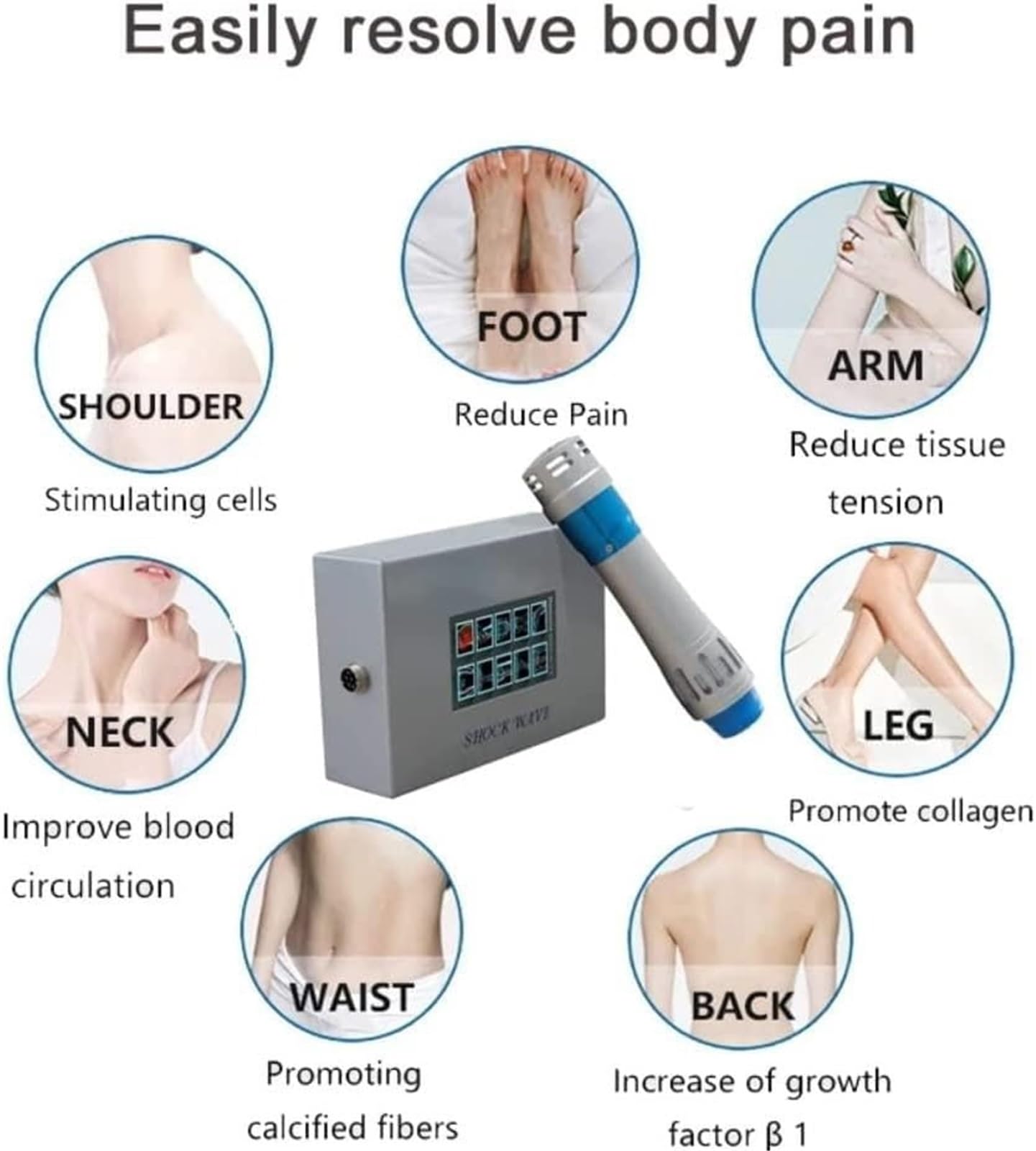 Macchina per terapia ad onde d'urto per massaggiatore muscolare profondo del corpo Sollievo dal dolore Schiena Vita Gambe, trattamento E-D Attrezzatura per onde d'urto Eswt