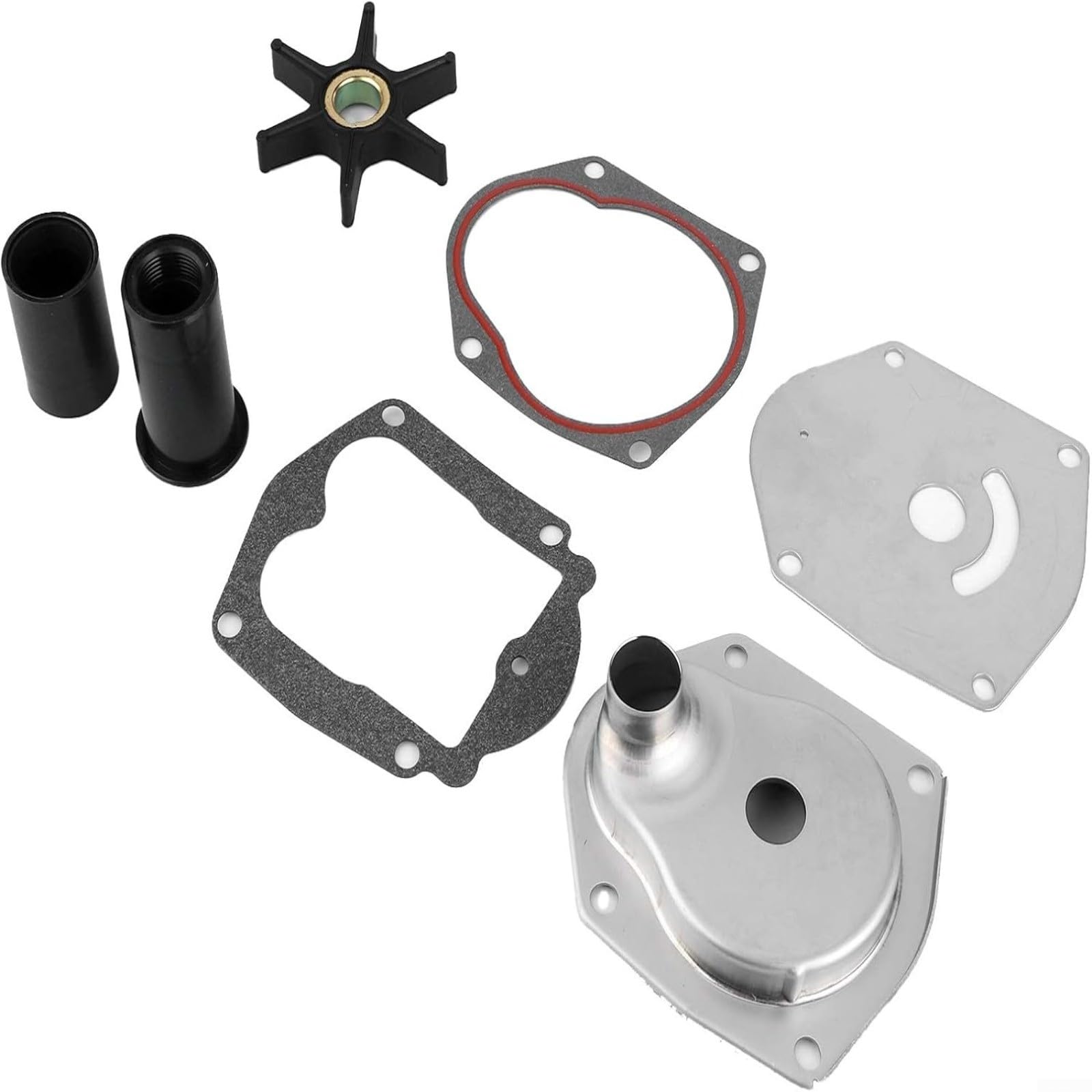 Kit di riparazione girante pompa acqua 821354A per motore fuoribordo Mariner Force 25-50HP, componenti in acciaio inossidabile e gomma per manutenzione del sistema di raffreddamento marino