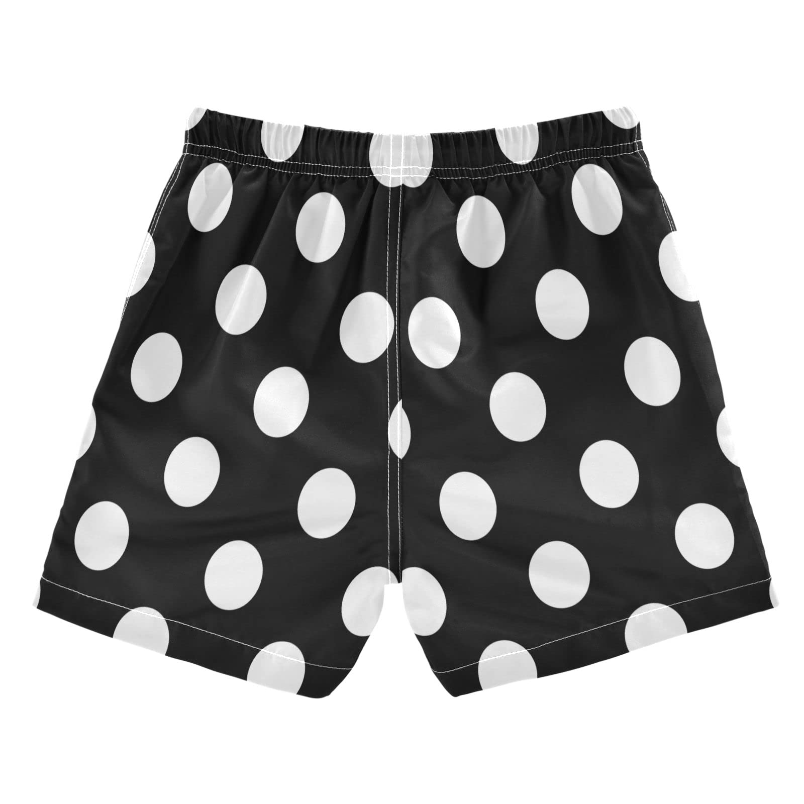 ALAZA White Polka Dot Black Funny Boys Swim Trunks Swim Shorts Bathing Suit Swimsuit 4T