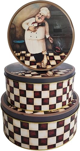 Juego de 3 latas redondas decorativas con tapa para almacenar productos horneados, chocolates, cocinas, pasteles, recuerdos de fiesta de Pascua y más