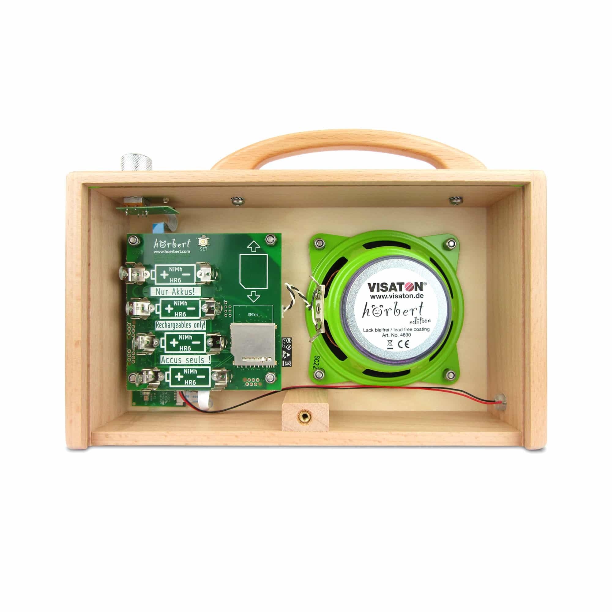 hörbert 3.0 für Senioren + Inhalte für Senioren. Mit 3 Playlists, Mikrofon und USB-C Ladeanschluss, als Internet-Radio, Podcast-Player, MP3-Player und Bluetooth Lautsprecher aus Holz