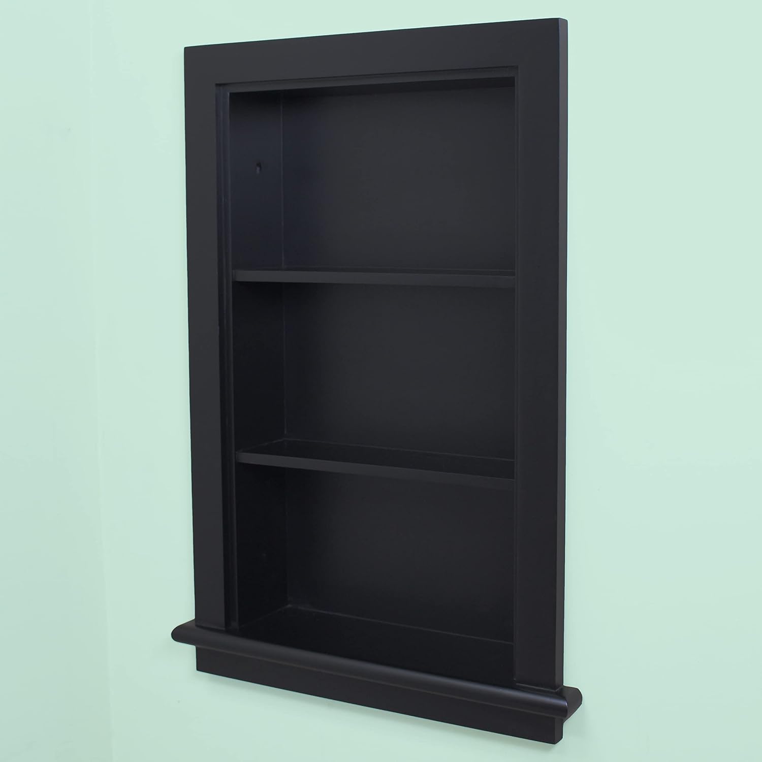 Fox Hollow Furnishings 14x24 Aiden Recessed Wall Niche Medicine Cabinet Replacement, in The Wall Bathroom Cabinet Insert Shelf/Shelves, Made in North America, Real Wood, NO MDF, Plain, Black