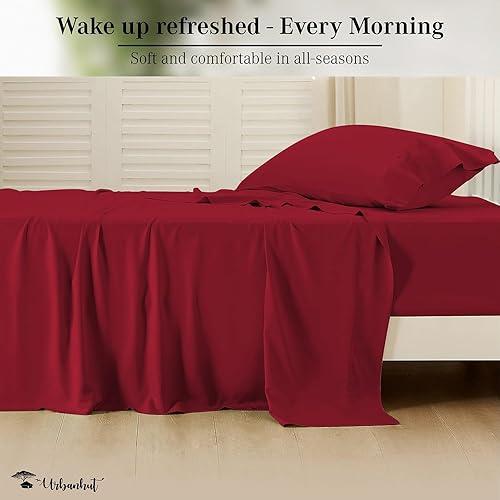 Miniatura 3 de URBANHUT Juego de sábanas de 800 hilos, 100 % algodón puro, suave y transpirable, de fibra larga similar al algodón egipcio, juego de sábanas de 3