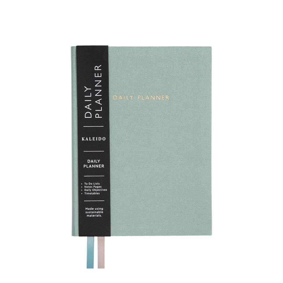 Undated Daily Planner Notebook | To Do Lists Hourly Schedule Note Pages | B6 | Sage