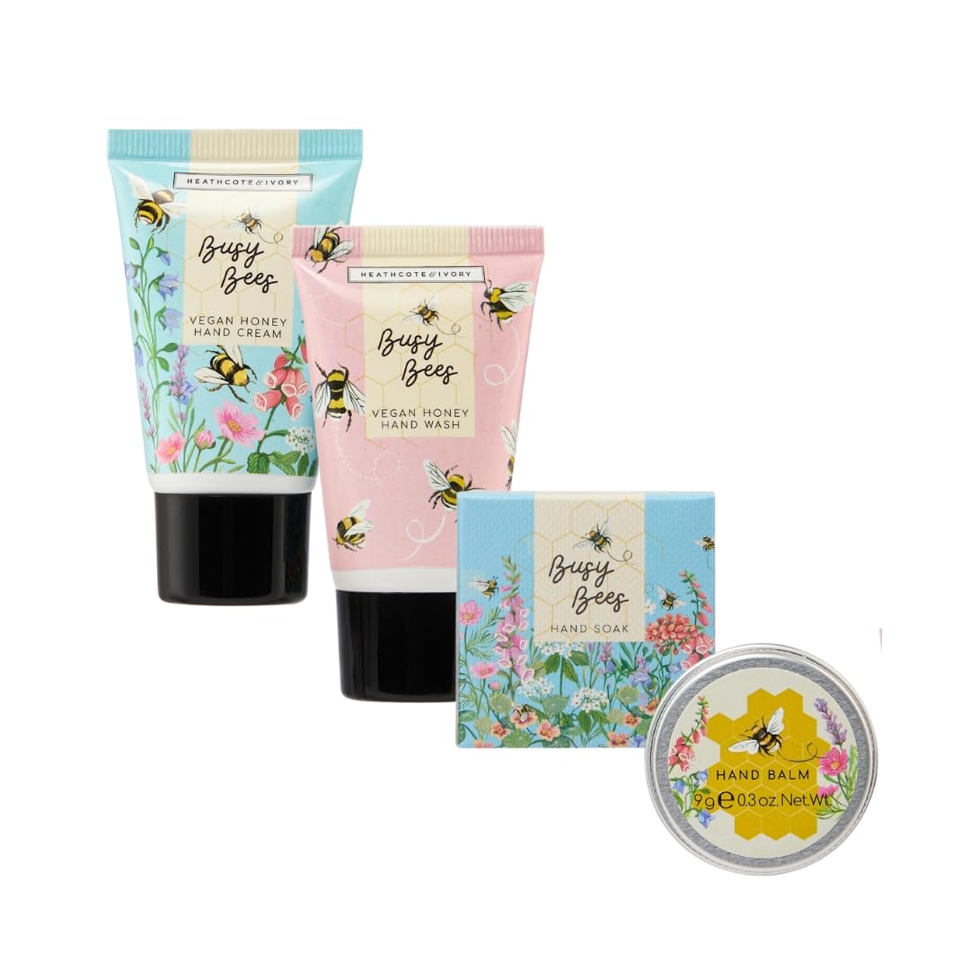 Heathcote & Ivory Hand Cream and Wash 30ml, Balm 9g, Soak 30g, Moisturiser Set in Reusable Travel Pouch, Shea Butter - Image 2