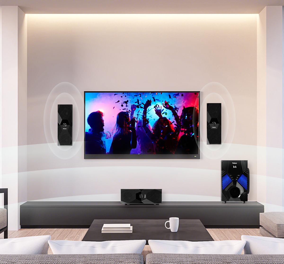 Bobtot Surround Sound Systems Home Theater System 8" Subwoofer 5.1/2.1 Wired Spekaer and Karaoke Machine for Kids Adult