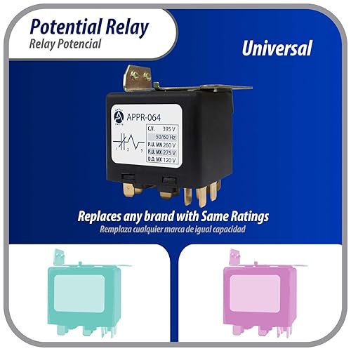 Miniatura 16 de Appli Parts APPR-067 Relé potencial 067, voltaje de bobina 420 V, recogida mínima 295 V, captación máxima 315 V, caída máxima 125 V, 50/60 Hz