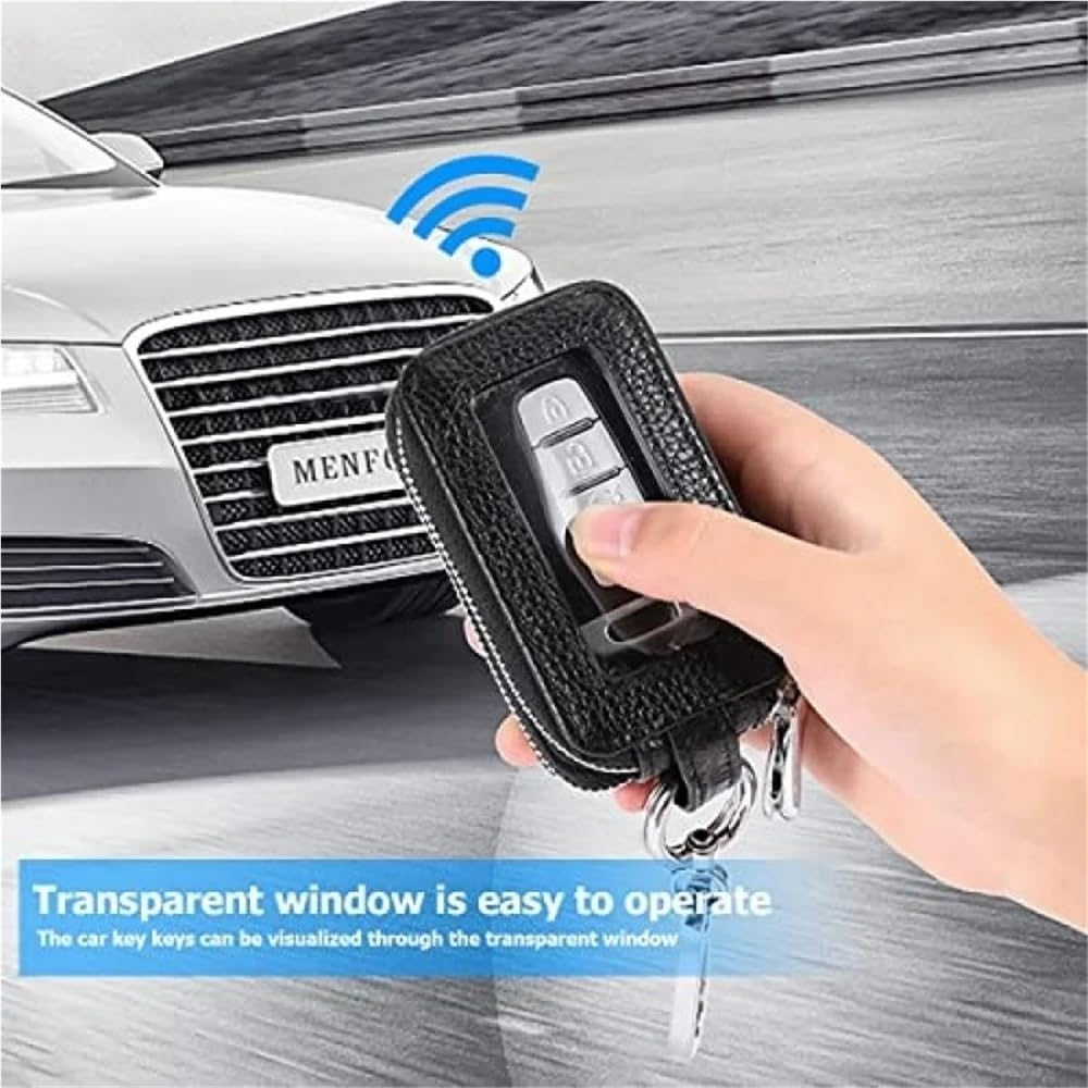 para Llave de Coche Funda para Llavero de Coche A+, de Piel auténtica, con cordón y Cierre de Seguridad en Color .
