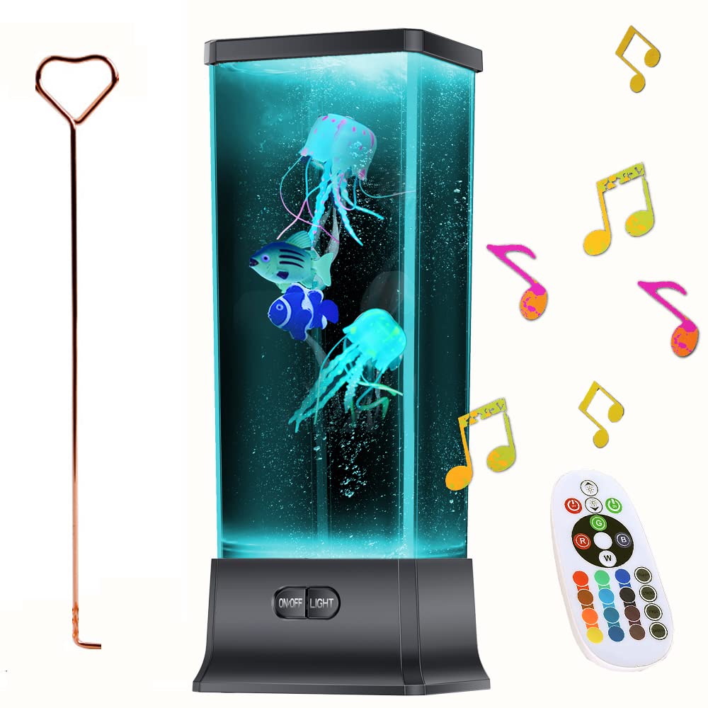 Mindiverse Gift for Boys Girls Men Women Birthday Holiday Jellyfish Lava Lamp with Bluetooth Speaker White Noise Machine Cool Home Decor for Bedroom Living Room Black