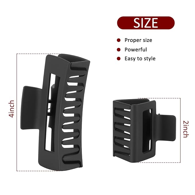 Set de 12 pinzas rectangulares para cabello negro miniatura 2