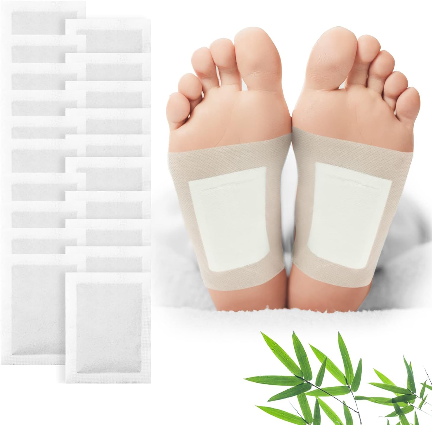 ACWOO Parches Detox Para Pies, 20 Pcs Parches Para Pies de Desintoxicación, Naturales Parches Detox Para Pies Para Eliminar Toxinas Corporales Para Aliviar El Estrés Mejorar El Sueño