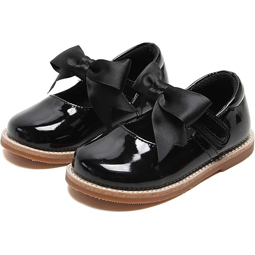 ESTINE Toddler Kids Bow School Uniform Oxford-Little Girls Flower Dress Party Shoes
