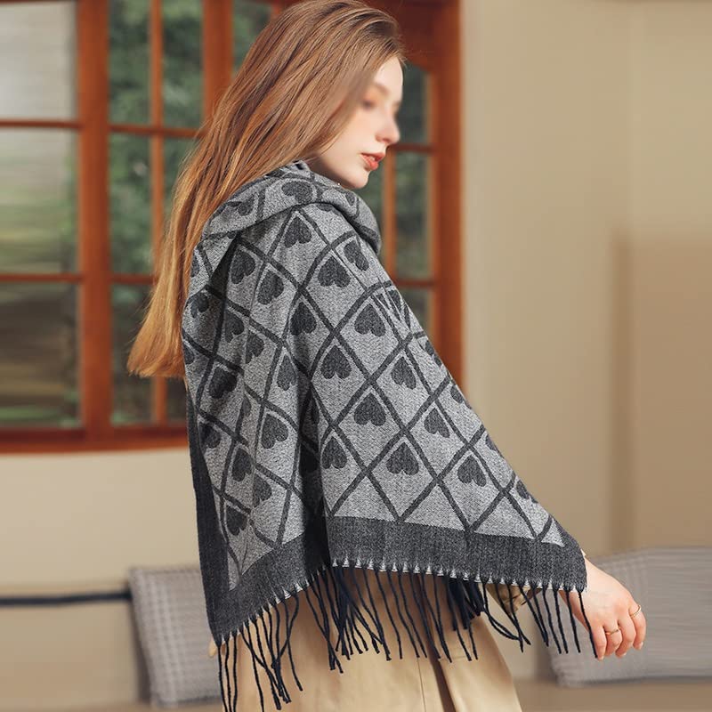 Print Scarf Thick Shawl Women Long Winter Wraps Hijab With Tassel2