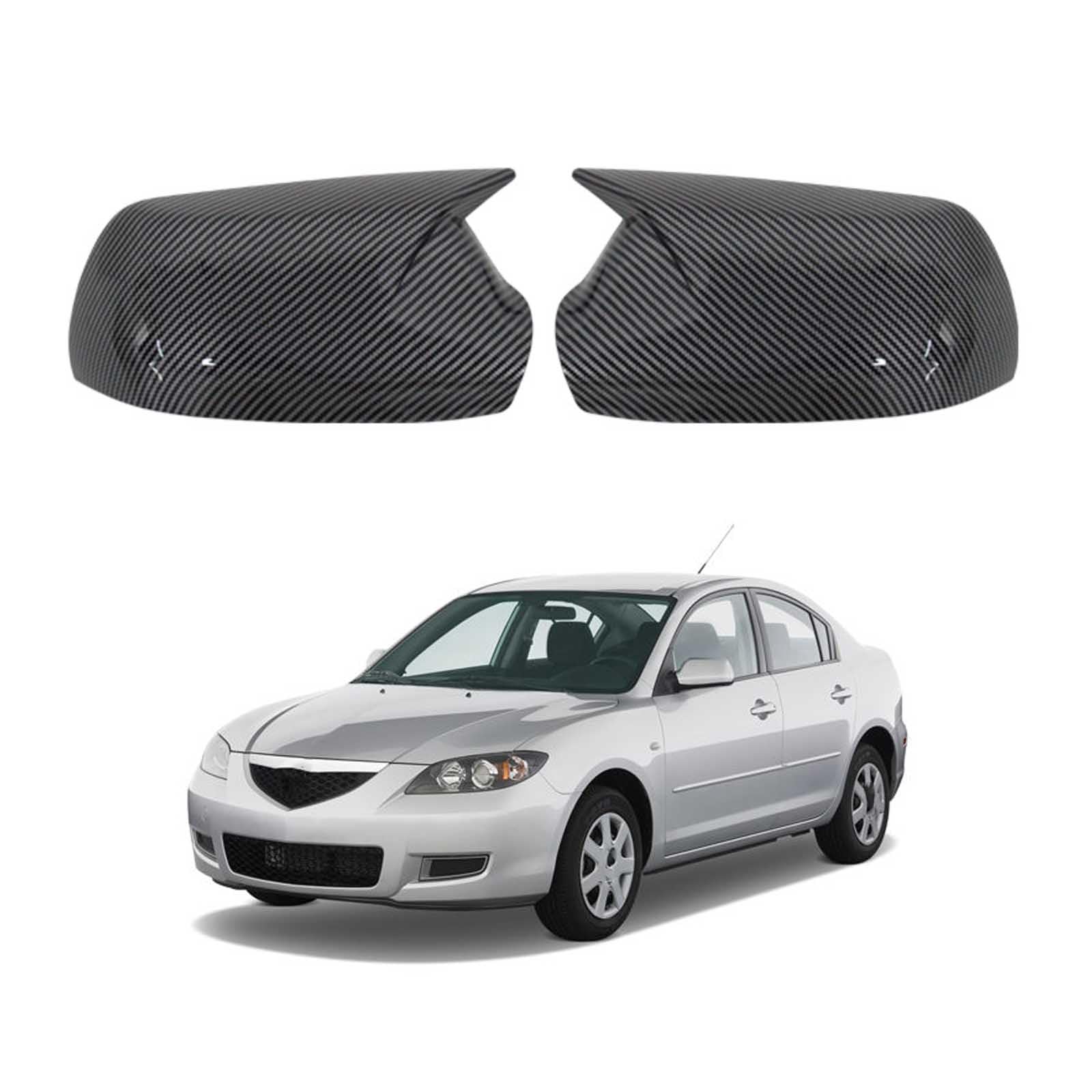 PAPEP Door Mirror Cover Caps for Mazda3 2003-2009, Left Right Side Wing Rearview Mirror Cover Lid 2 Pieces Exterior Styling Accessory,Carbon fiber texture