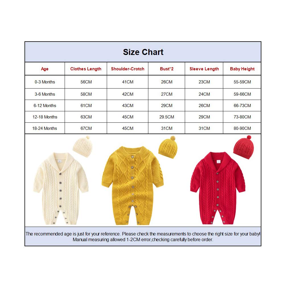 amropi Nouveau-né Bébé Tricot Barboteuse avec Bonnet Combinaison Manches Longues Tenue Ensemble 0-3 Mois,Beige
