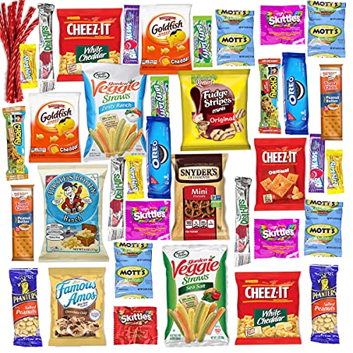 Birthday Gift Basket Care Package (45 Count) Snacks Food Cookies Chips Candy Party Variety Gift Box Pack Assortment Basket Bundle Mix Bulk Sampler Treat College Students Kids Teens Office School #TOP1