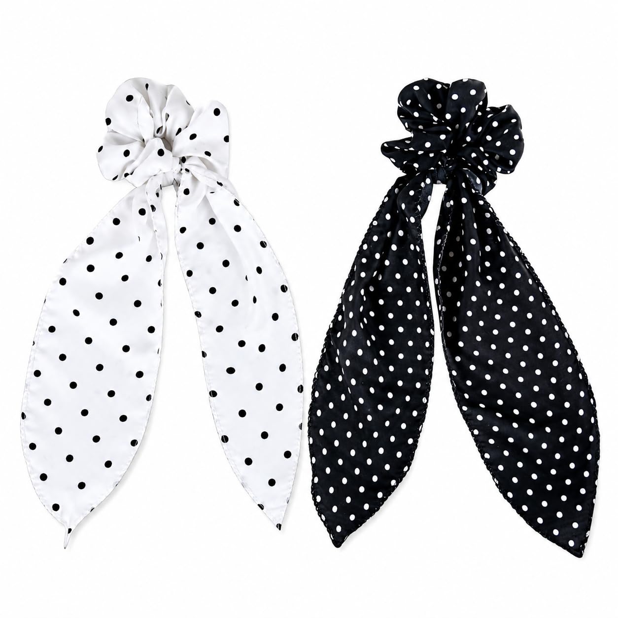 Polka Dot Ribbon Scarf Scrunchies, Anti-Hair-Breakage, Stylish Scrunchy for Girls, Women, Hair Ties, Best gift for Sister, Friend, Mom-image-43