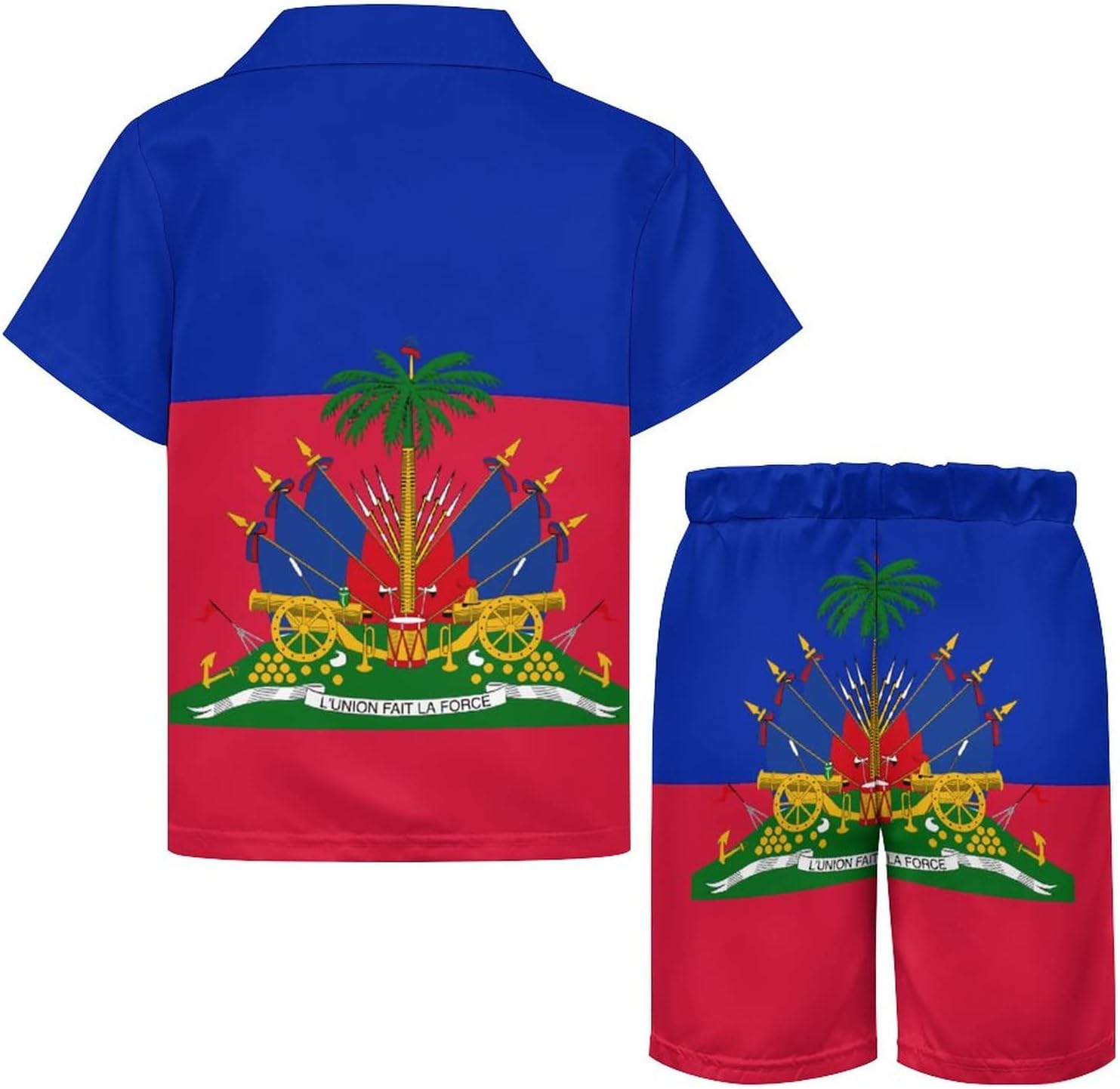 Adugen Origei Boy's 2 Piece American Flag Short Sleeve Shirt And Shorts Hawaii Suit Children's Beach Suit