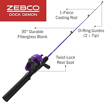 Amazon | Zebco Dock 鬼 スピンキャストリールと釣り竿コンボ
