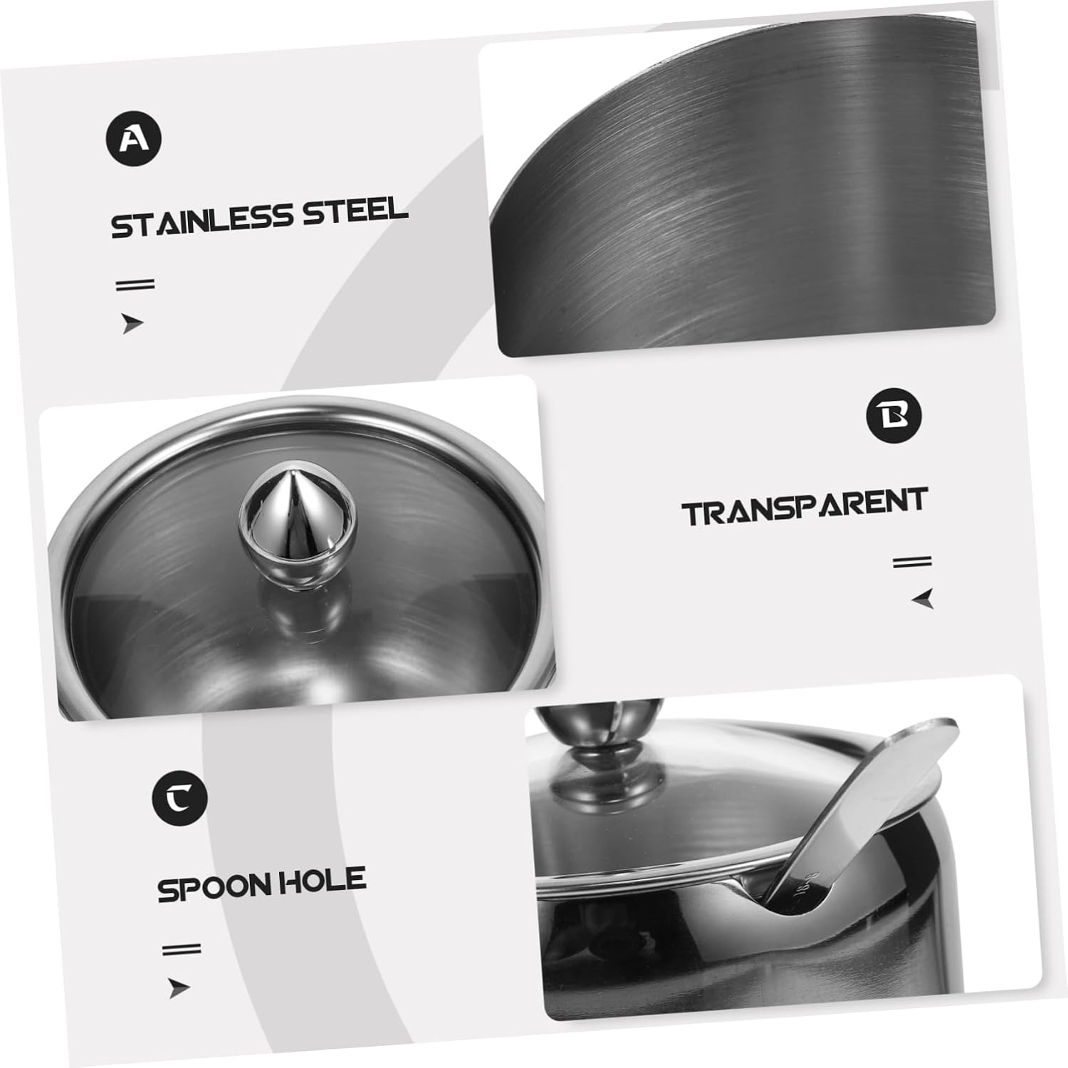 1pc Box Stainless Steel Seasoning Jar Metal Condiment Jar Mini Containers Condiment Cruet Salt Pot Stainless Steel Containers with Lids Glass Cover Accessories Glass (Silve