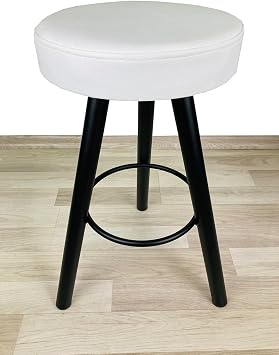 İrem Banco Bar Chair, Stool 65cm White Leather for Island Kitchens
