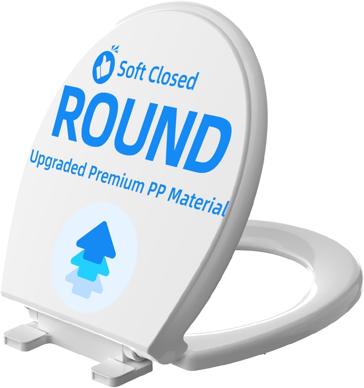 Round Toilet Seat Soft Close 16.5 Inch, Quiet No Slam Toilet Lid, Quick Release & Easy Installation, Durable PP Material, Easy Clean Ergonomic Design, White, 2 Pack
