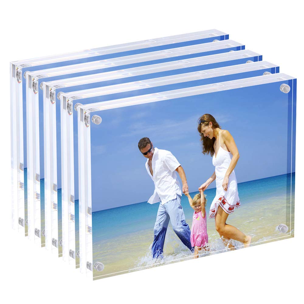 Cadres Photo Magnétiques Acrylique – Lot De 10 – Format 9x6 Cm – Transparents Pour Frigo, Bureau