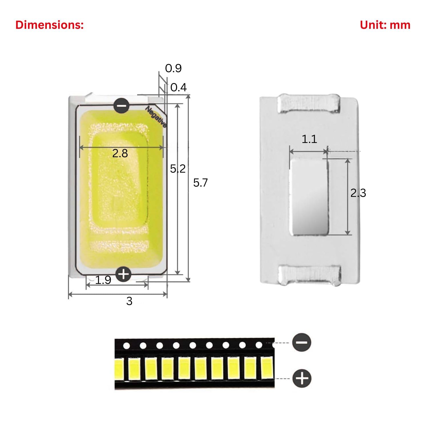 ElePak SMD 5730 LED Pak 100 Pcs 5 Colors - Image 3 thumbnail