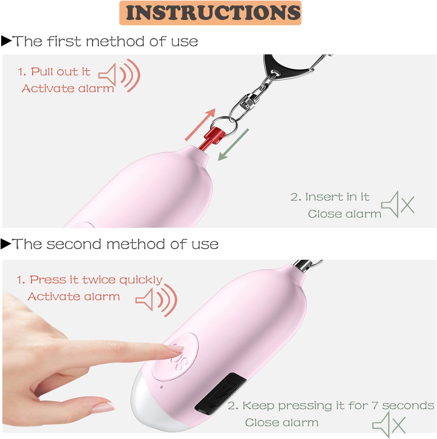 Best Promo Safesound Personal Alarm Siren Song 3 Pack - 130dB Self Defense Alarm Keychain Emergency LED Flashlight with USB Rechargerable - Security Personal Protection Devices for Women Girls Kids Elderly