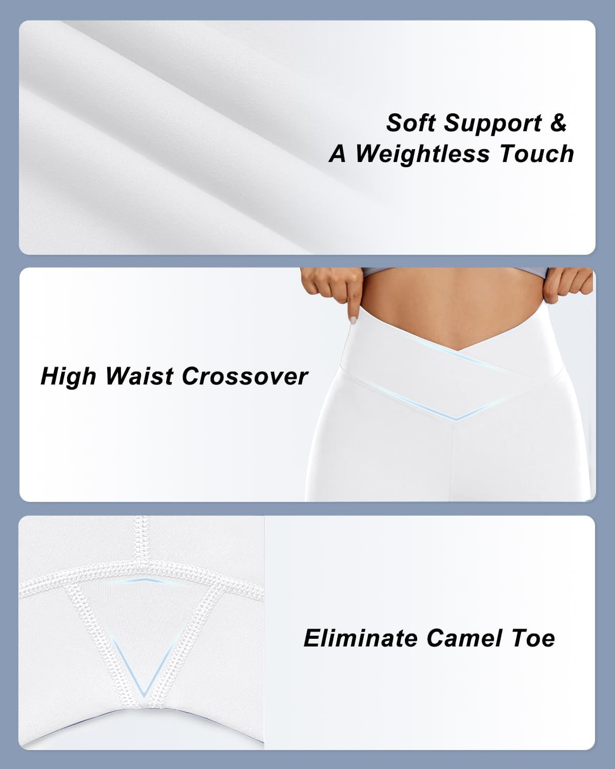 Aoliks Crossover Flare Leggings for Women,High Waisted Bootcut Yoga Pants Workout Bell Bottom Leggings - Image 4