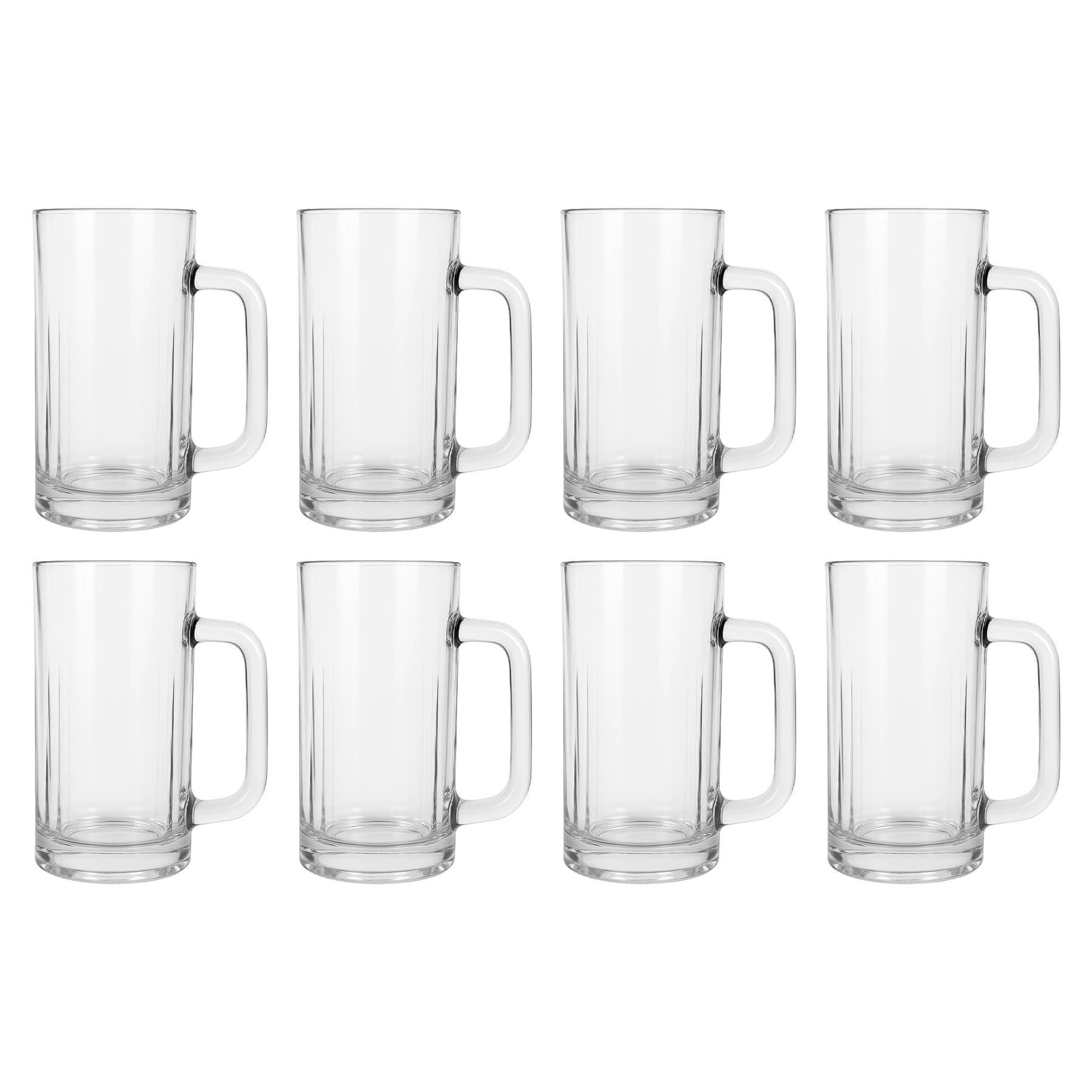 Argon Tableware 540ml Glass Pint Beer Mug Tankards with Handle - Set of 8