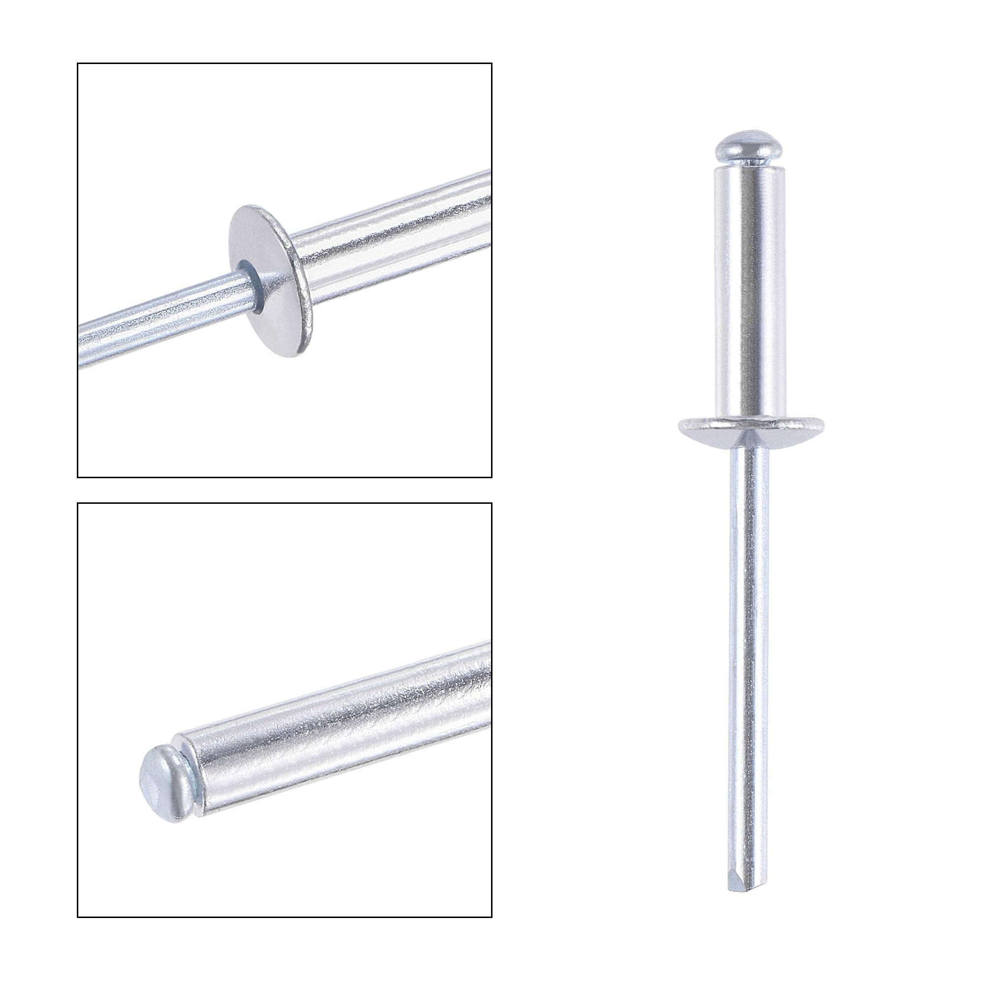 TA-VIGOR 60Pcs 5mm x 16mm Aluminium Blind Rivets, Open End Pop Rivets with Dome Head - Image 4
