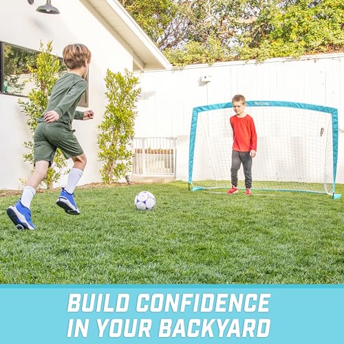 GoSports Team Tone 6 ft x 4 ft Portable Soccer Goal for Kids - Pop Up Net for Backyard - Light Blue by GoSports - Image 5
