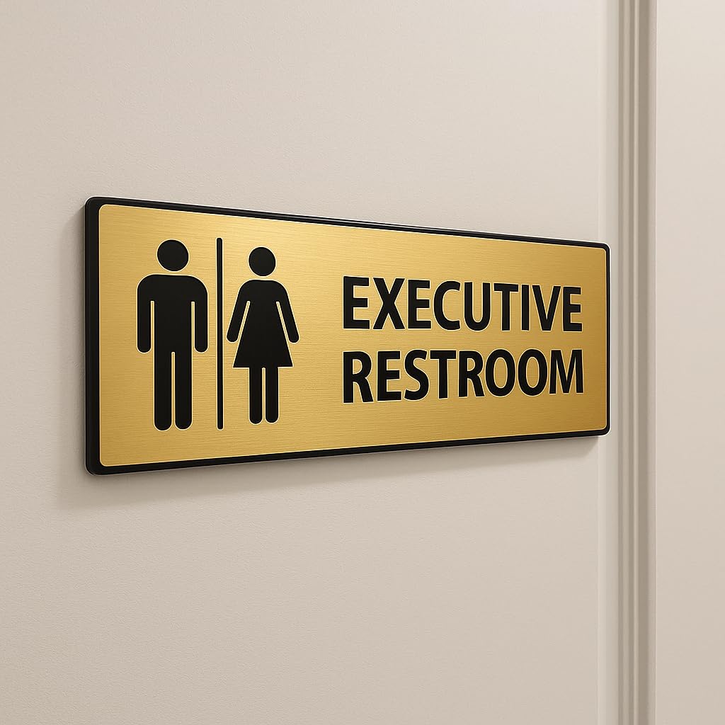 EXECUTIVE RESTROOM SIGN BRUSH GOLD Self adhesive Sign 3 inch by 10 inch for Mall Corporate Business Shop Cafe Stores Hospital Office Hotel School (Executive Room Sign)-image-34