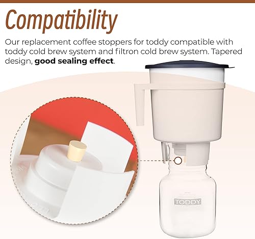 Miniatura 4 de 20 filtros y tapones de café reutilizables de repuesto compatibles con el sistema Toddy Cold Brew (incluye 8 filtros de café y 12 tapones de goma de