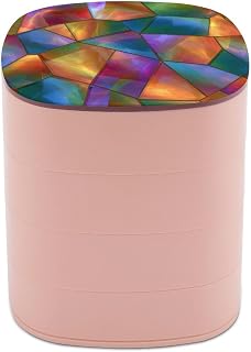 Reccmeny Glowing Rainbow Glass Jewelry Boxes for Women | Earring Holder Organizer Rotating Jewelry Organizer for Necklaces Bracelets Ring