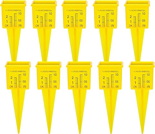 Miniatura 11 de Operitacx Medidor de lluvia para exteriores, medidores de lluvia de plástico para patio con estaca, medidor de agua fácil de leer para césped