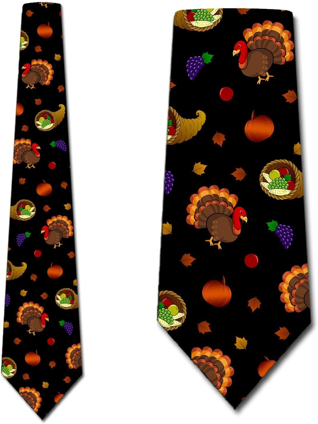 Three Rooker Thanksgiving Neckties for Men Turkey Ties Fall Necktie Mens Cornucopia Tie
