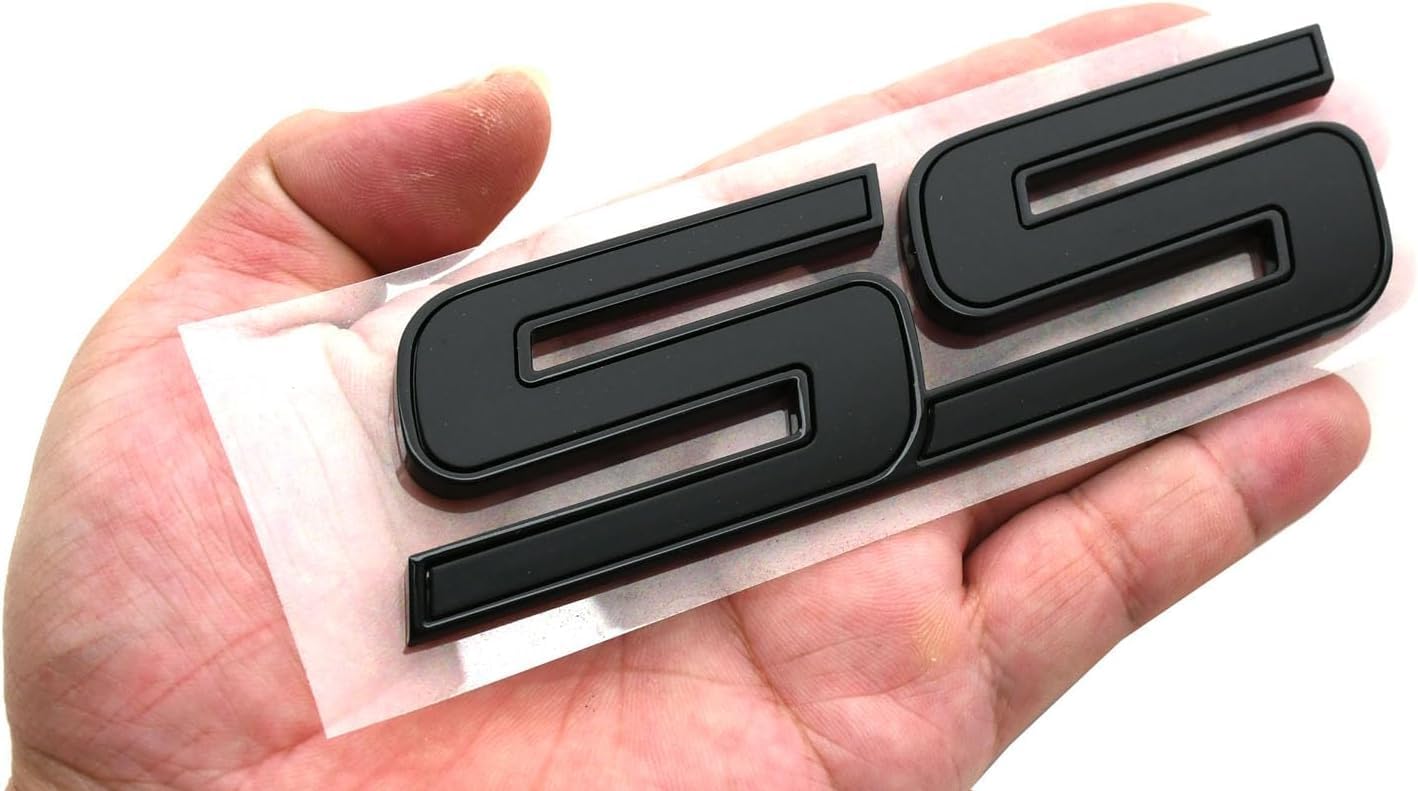1pc New Front Door SS Emblem 3D Badge Nameplates Compatible with 06-10 Chevy Impala Trailblazer SS 15211285 Origianl Size (Black)