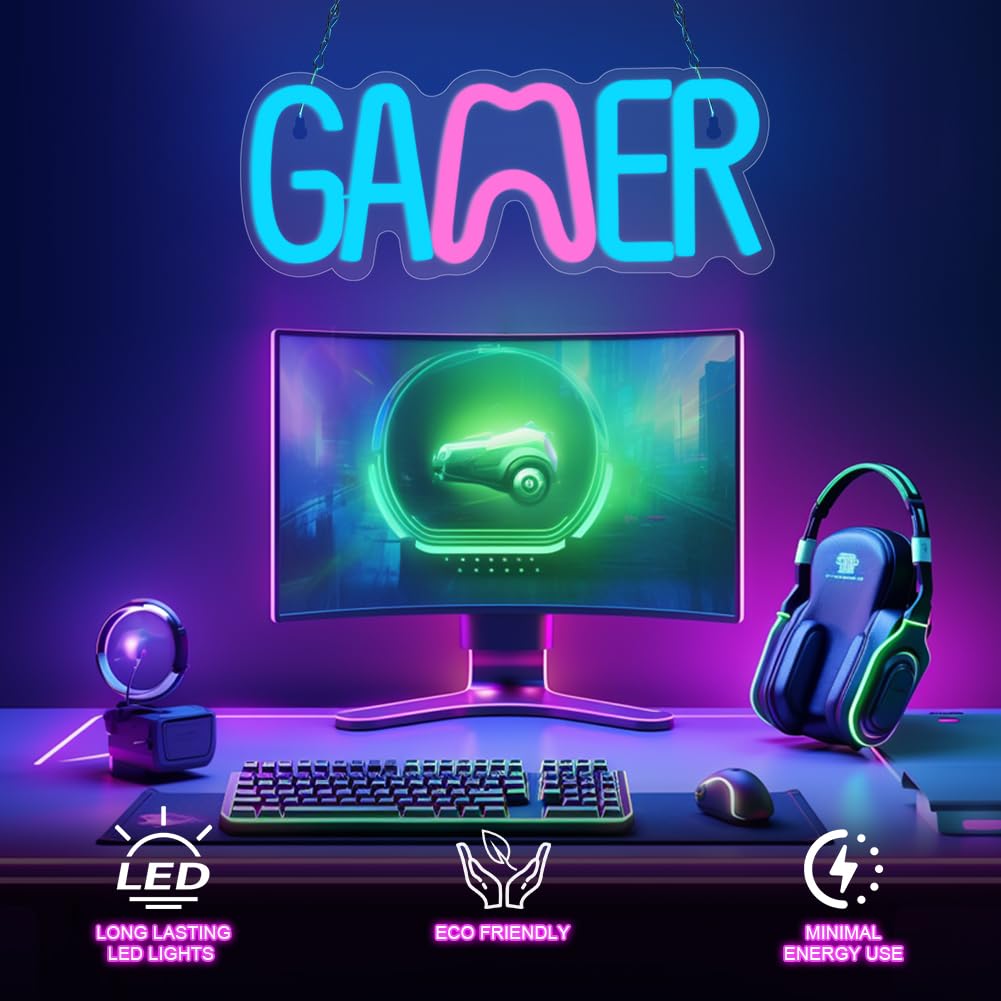 HOTUT Game Neon Sign, LED Gaming Neon Light for Wall Decor USB Powered Neon Lamp - Image 4