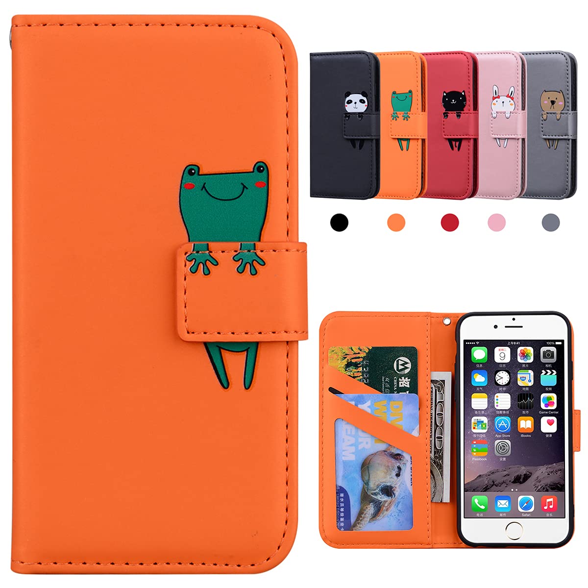 Custodia Per IPhone 6/6s Con Stampa Artistica, Cover A Libro In Similpelle Con Portafoglio E Supporto Integrato – Design Vivace