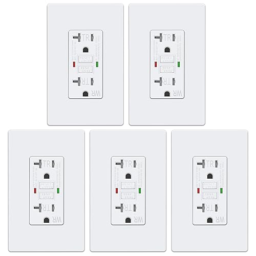 Vista 26 de ELECTECK Paquete de 10 salidas GFCI de 20 amperios, a prueba de clima al aire libre (WR), receptáculos GFI de autoprueba con indicador LED