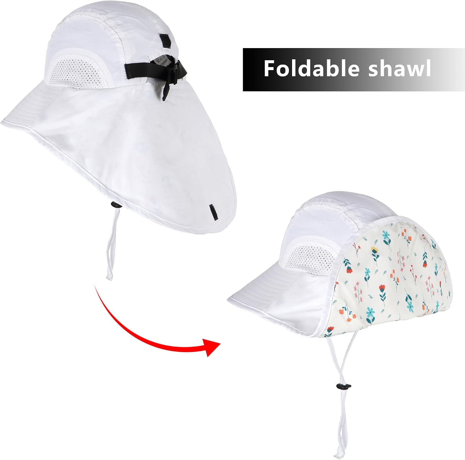 U Scinan Sun Hat with Protective Shell Wide Brim Neck Flap Adjustable Breathable for Cycling Fishing Outdoor Activities