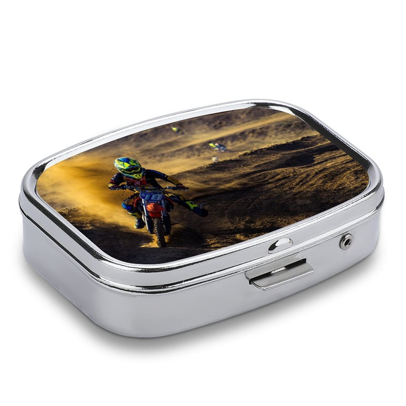 Caja De Pastillas De Viaje Carreras De Motos En El Desierto Caja De Pastillas Portátil Caja De Bolsillo Dispensador Compartimiento De Vitaminas Contenedor Caja De Pastillas