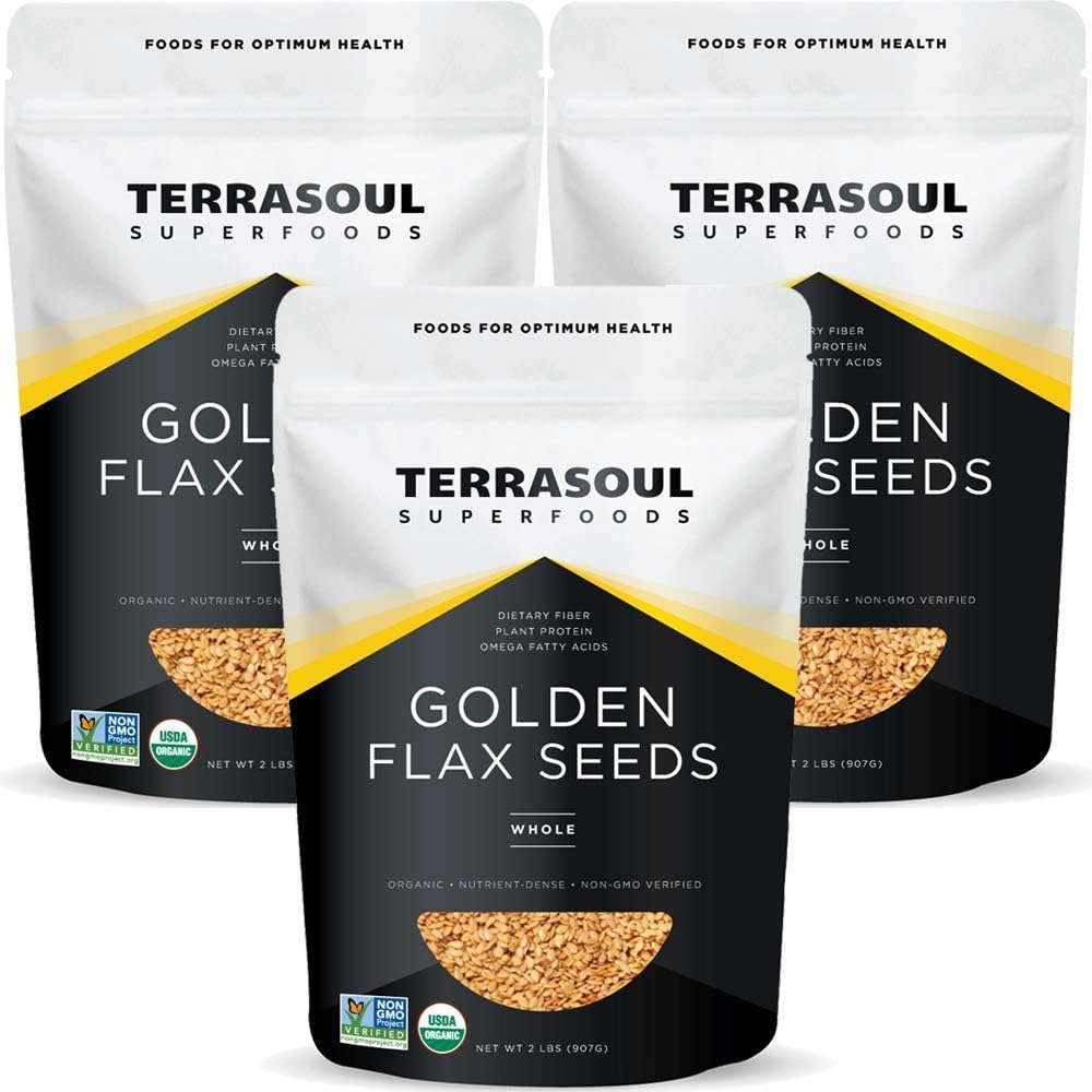 Organic Golden Flax Seeds, 6 Lbs (3 Pack)