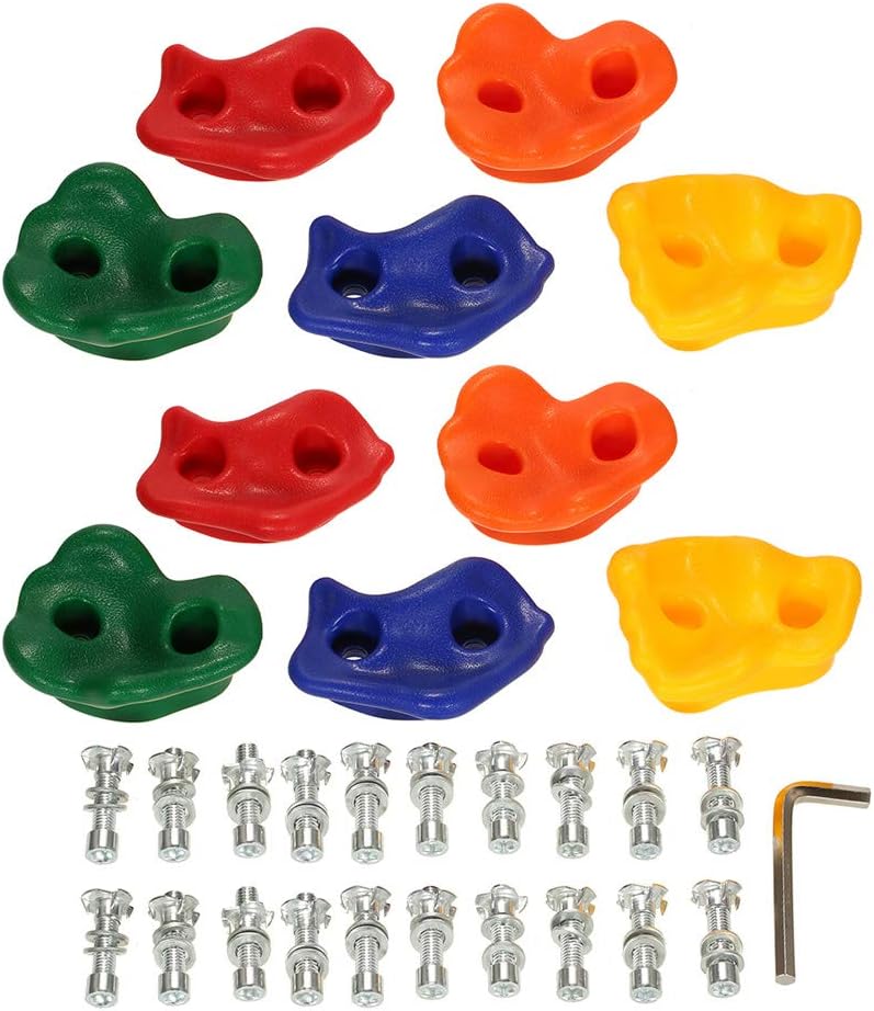Irfora Kid's Wall Rock Climbing Stones with Mounting Hardware Screws Set (Pack of 10)