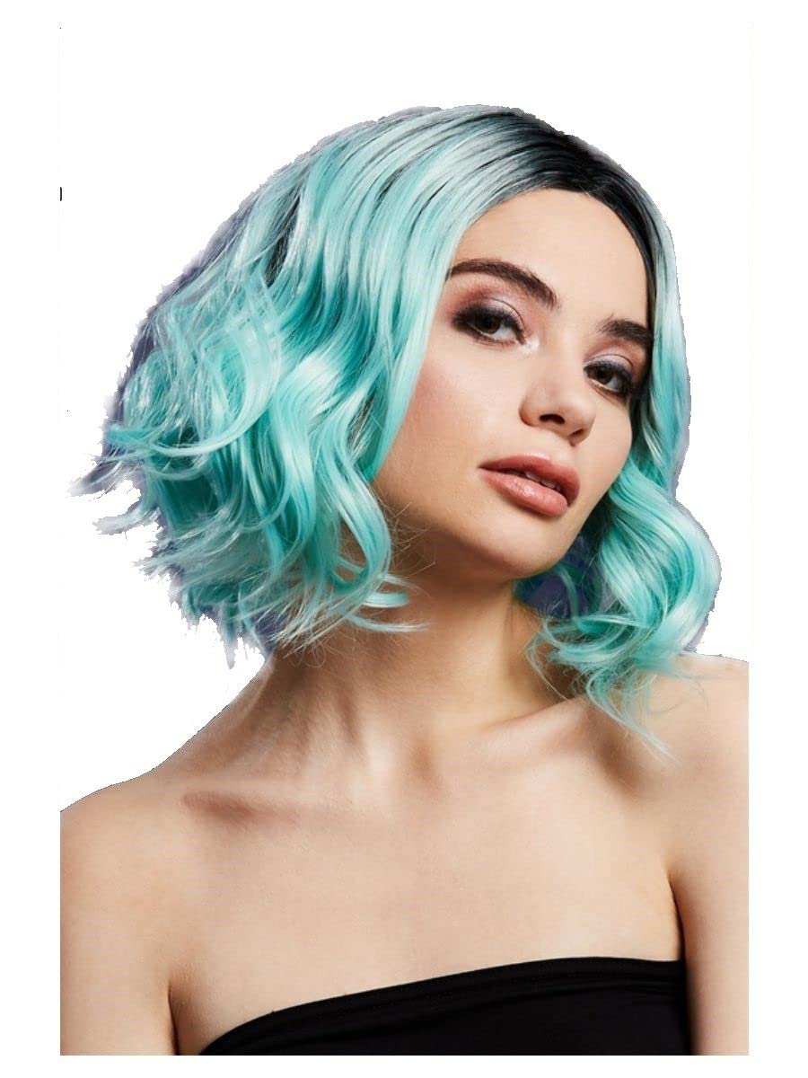 Smiffys Fever Kourtney Wig, Two Toned Blend, Peppermint Curls Long Bob, Centre Parting, 30cm/ 12in, Fever Wigs Fancy Dress, Fever Dress Up Wigs