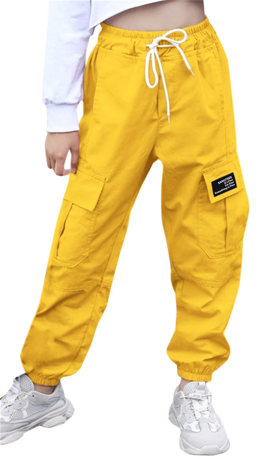 SANGTREE Girls &amp; Womens Drawstring Cargo Jogger Pants,3 Years - Women 3XL