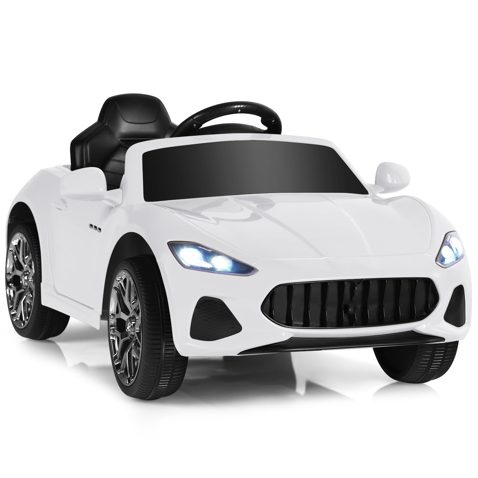 12V Kids Ride On Car, Licensed Electric Vehicle with Remote Control 4 Wheels Suspension, Battery Powered Driving Toy with Music Bluetooth USB FM Horn (White)