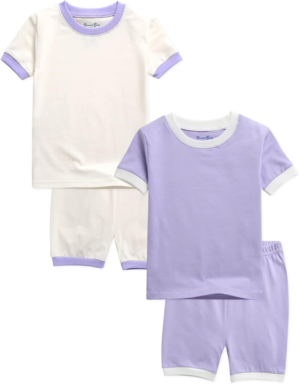 VAENAIT BABY Infant Toddler Junior Pajamas Pyjamas Sleepwear Set Solid Cotton Daily Short Summer Pjs Set Macaron 6M-12Y